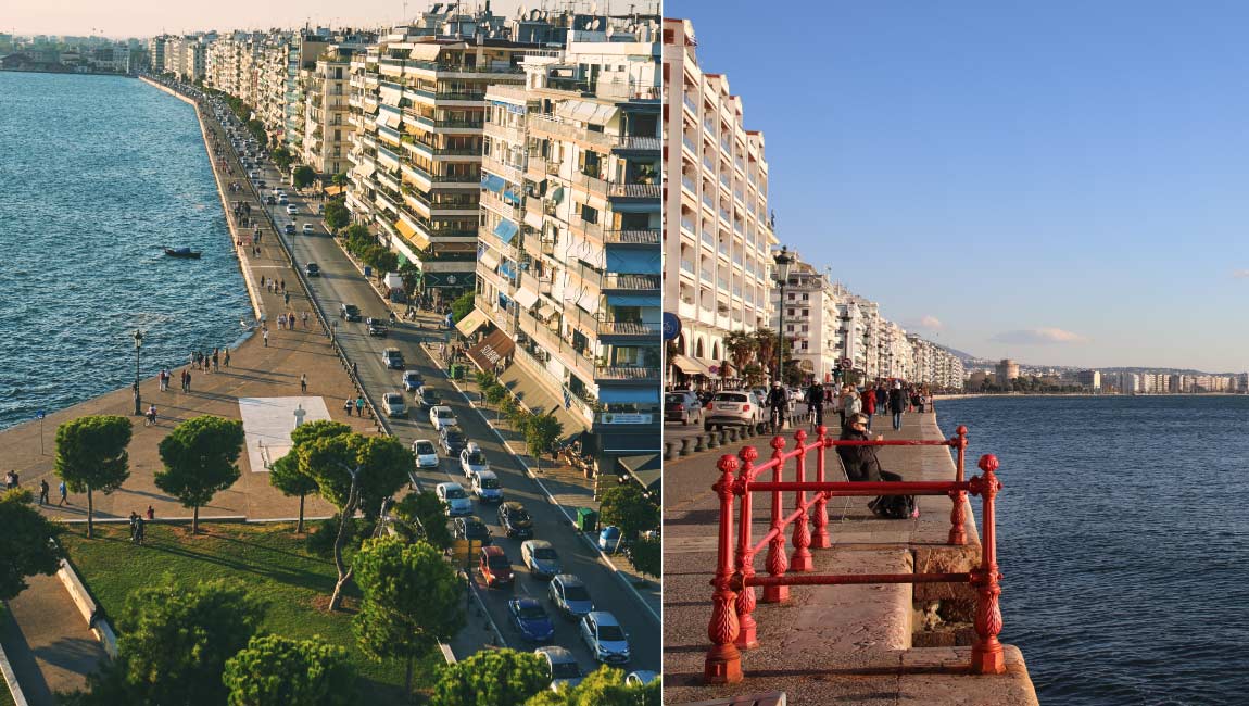 Walk along the waterfront promenade and the port