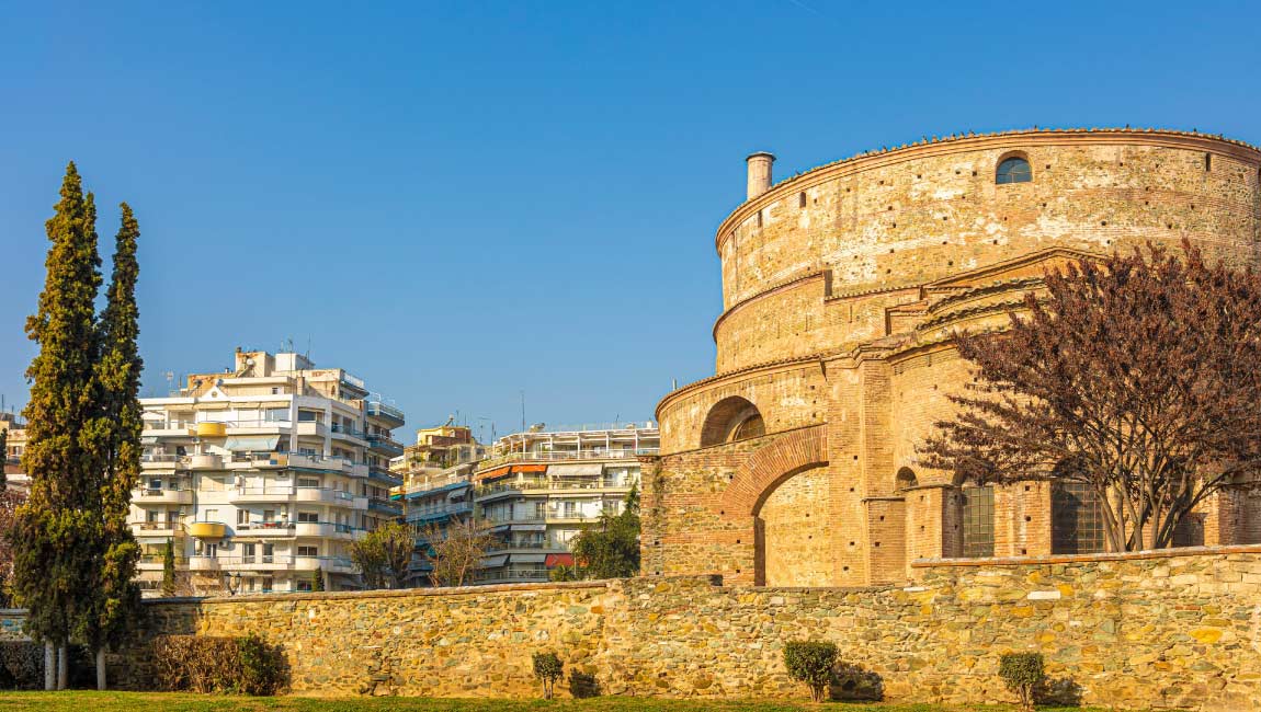 The historic Rotunda monument in the city center of Thessaloniki.